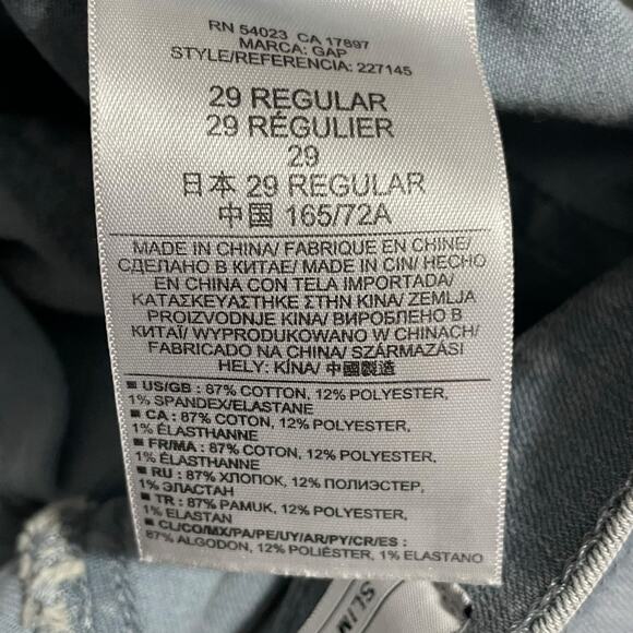 Gap 1969 Womens Jeans Size 29 Slim Straight Mid Rise Stretch Blue Denim Zip Fly - Picture 9 of 12